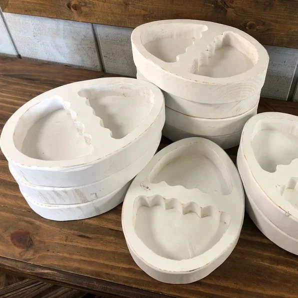 Lovely design purple egg shaped wooden dough bowl for candle making from Viet nam