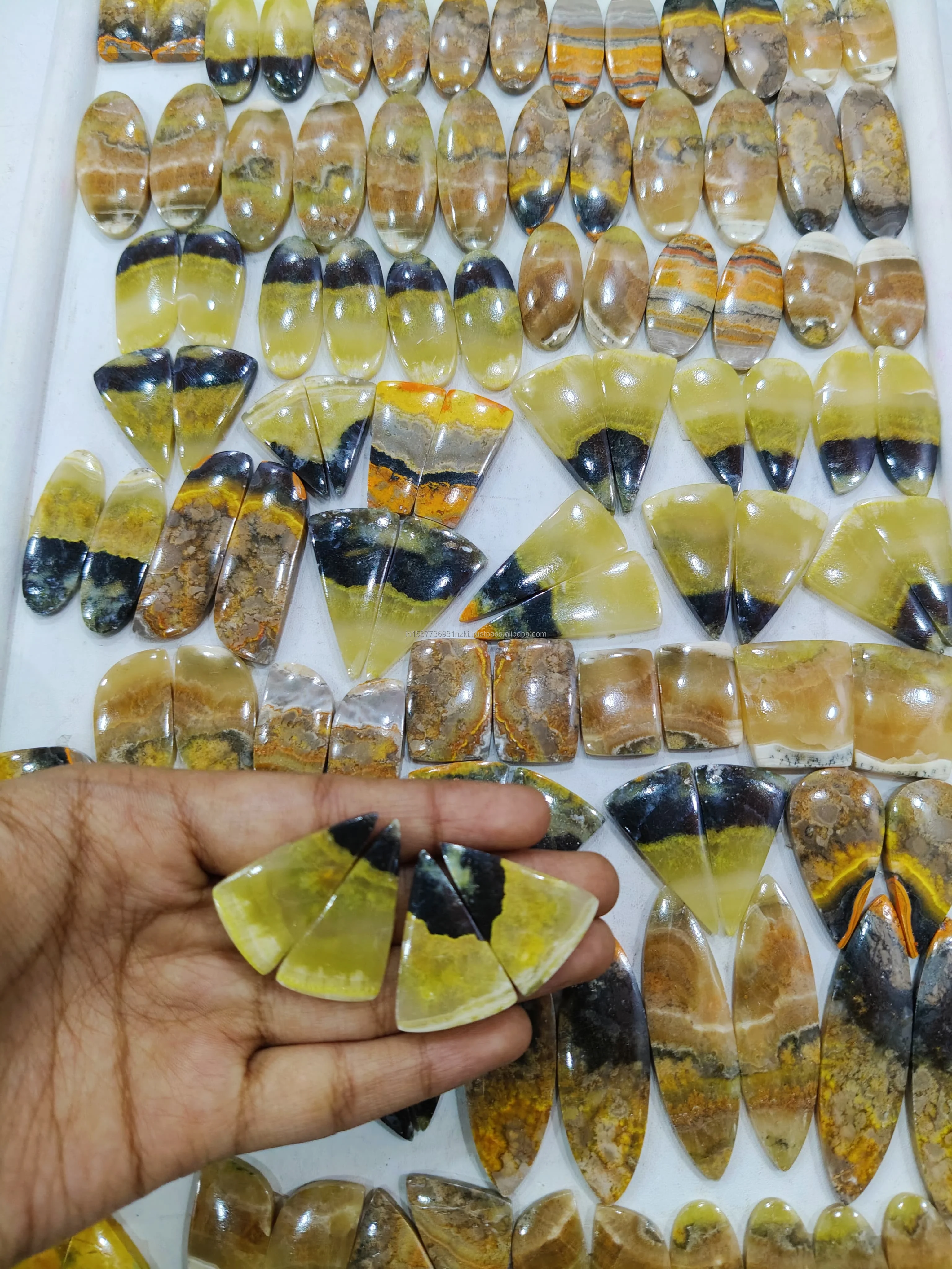 AAA+ Quality Free Size Bumble Bee Jasper Cabochon Pair Stone Best Quality Product Light Weight Material Natural Stone Pair
