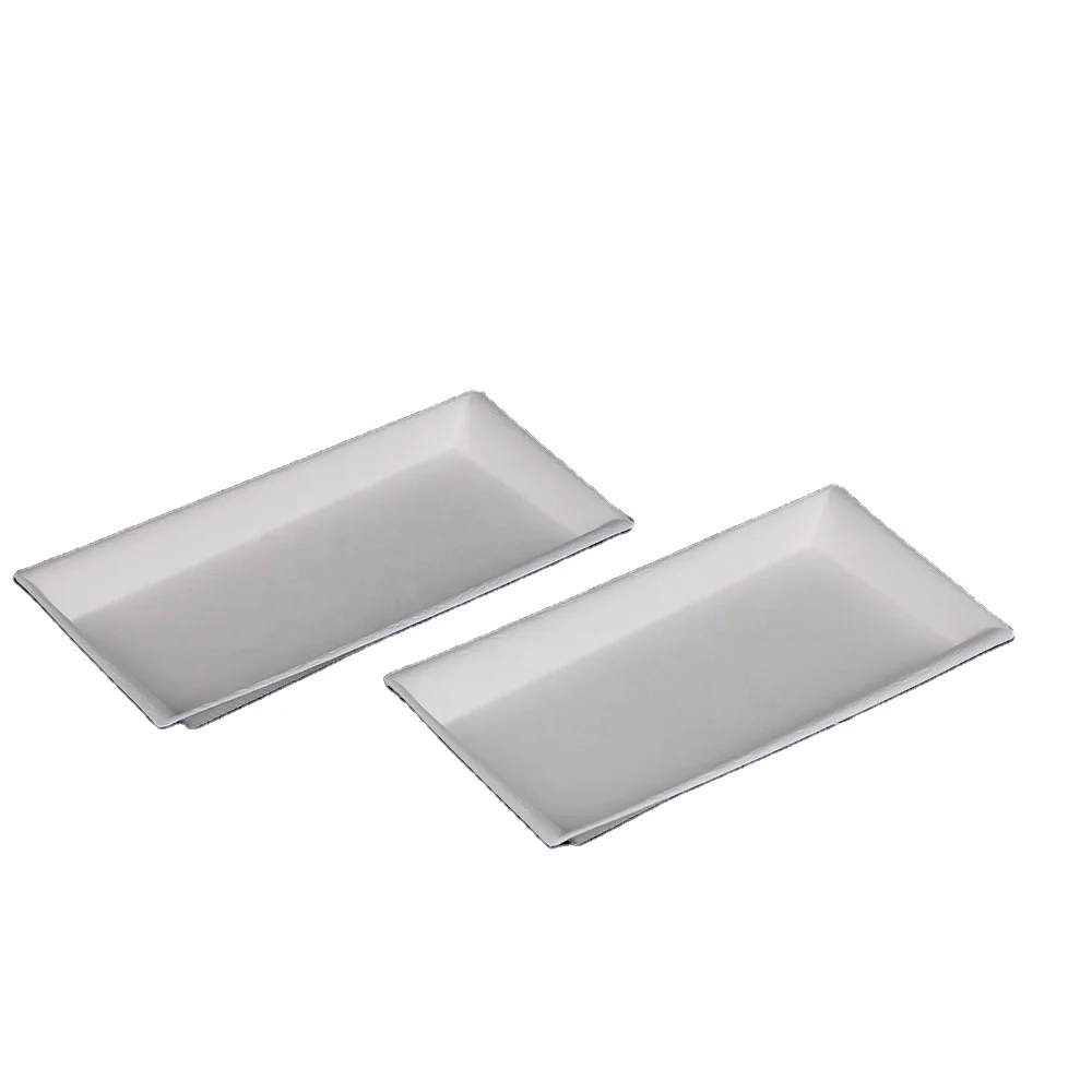 Disposable custom sugarcane pulp bagasse party plates rectangular paper bread plate raw material
