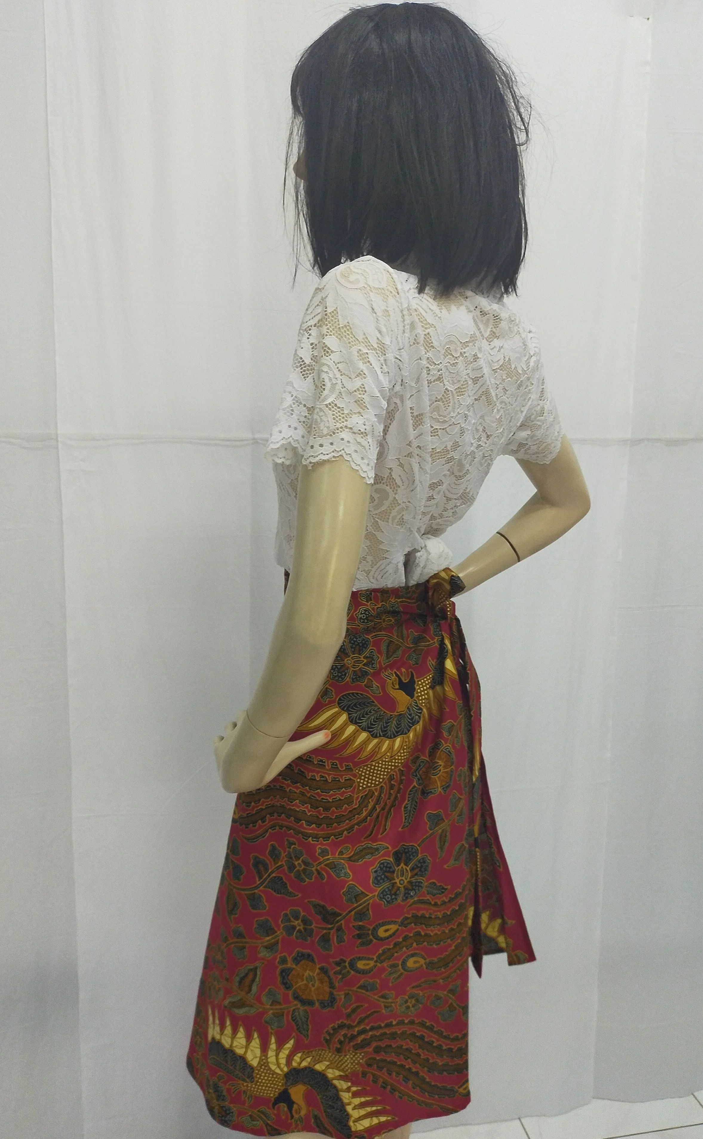 Юбка Legong Batik средней длины круглая с запахом красный павлин хлопок все размеры горячая Распродажа из Индонезии по выгодной цене