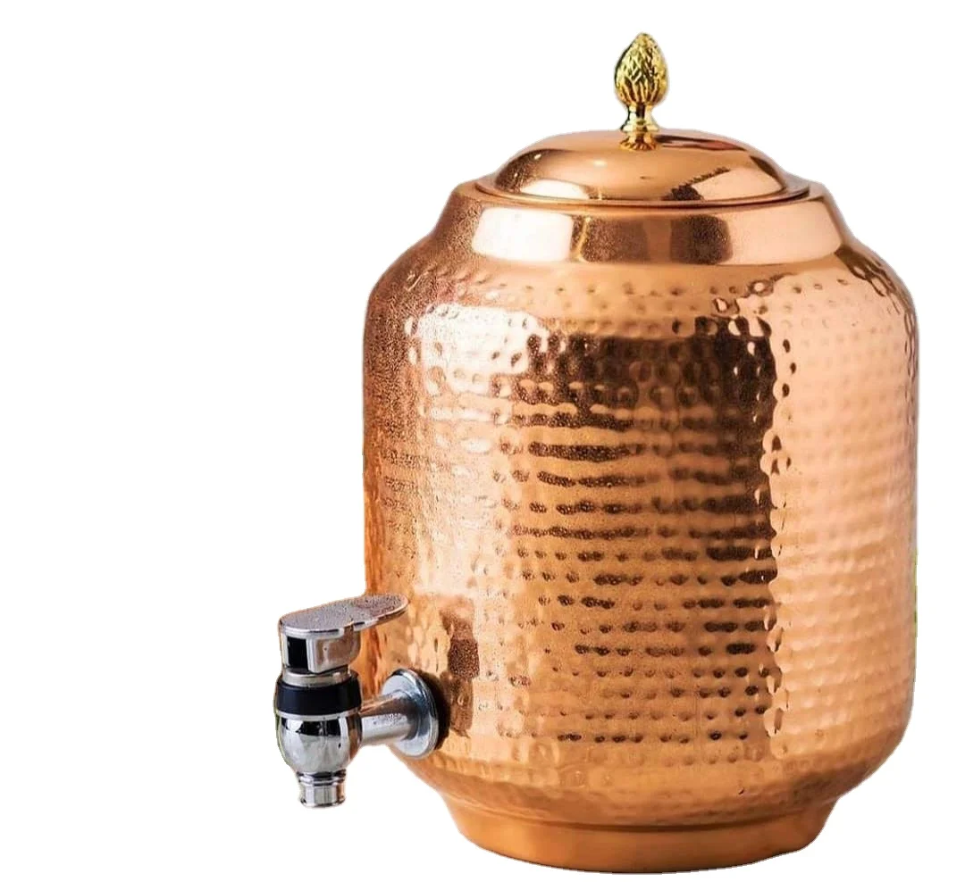 Hammered heavy copper metal water dispenser for sale Shiny surface copper water tank for sale