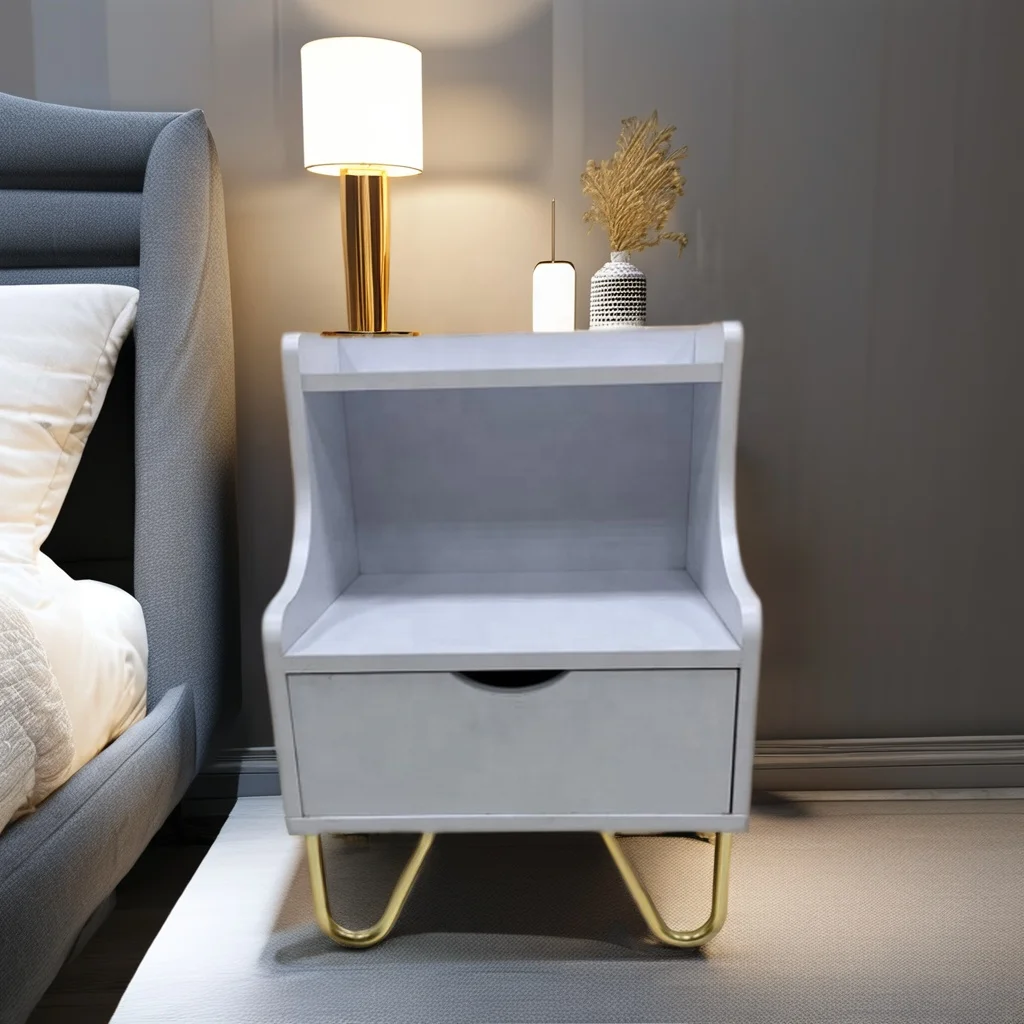 Modern Simple Metal Night Stand with Drawer Versatile Home Furniture for Bedroom Living Room Bathroom Hospital School Gym