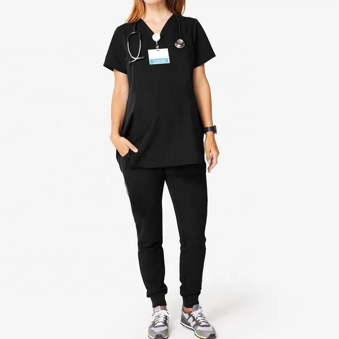  Горячая Распродажа моющаяся мягкая эластичная ткань бордовый медицинский скраб набор медицинская медсестра униформа на заказ Больничная