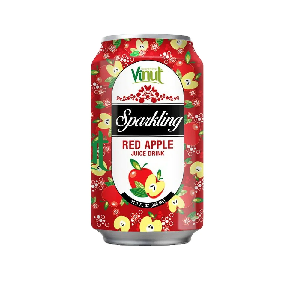 Best Manufacturer Supplier Selling From Vietnam 330ml VINUT Red Apple Juice Sparkling Water Drink