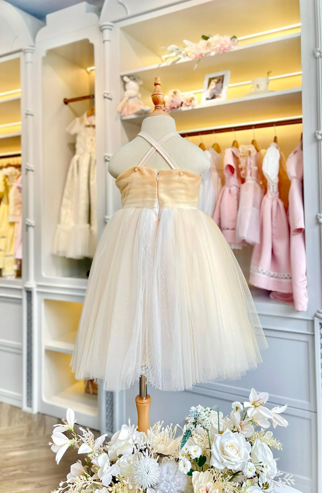 Boutique Sleeveless Assort Color Hand Beading Butterfly Embroidery Orange Wholesale Baby Girl Fairy Style Occasion Dress-Aurora