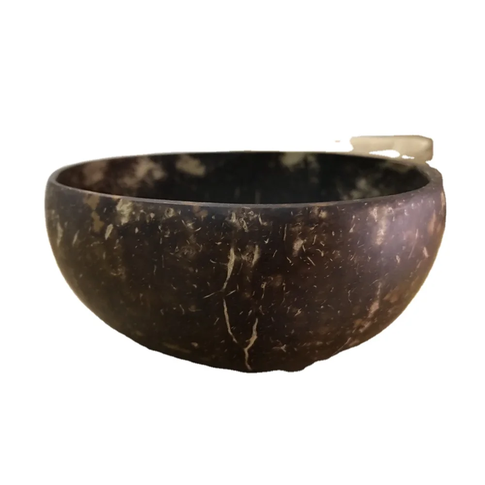 Free LOGO Wholesale Natural Lacquered Handmade Craft Smoothie Bowls Spoon Set Logo Organic Coconut Shell Salad Bowl