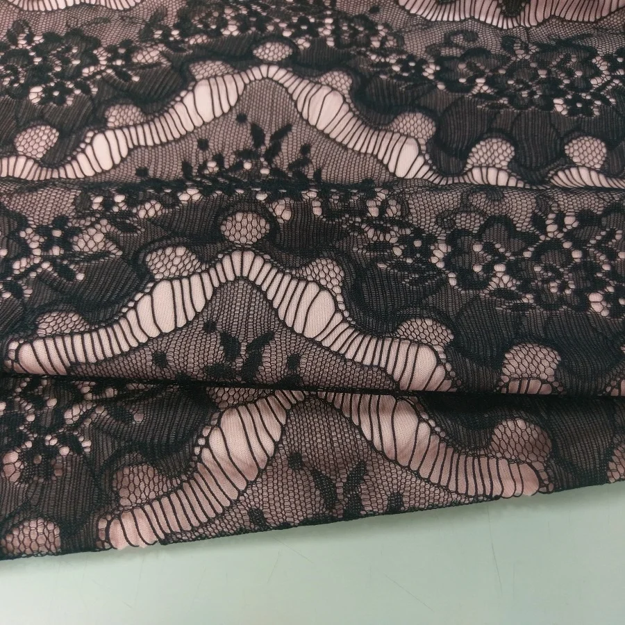 Eyelash lace jacquard lace chantilly lace jacquard knit fabric 100% Nylon for garment dress #LN-27401