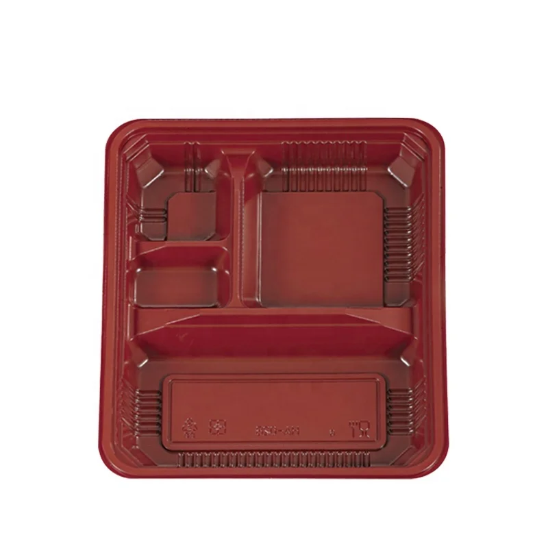 Red Microwave Disposable Bento Box Plastic Food Container With Compartments