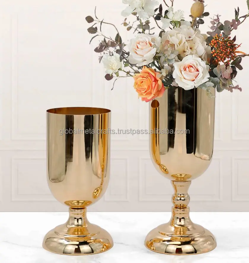 Modern luxury gold metal bud vases home decor brass vase, flower vase use for wedding home office decoration