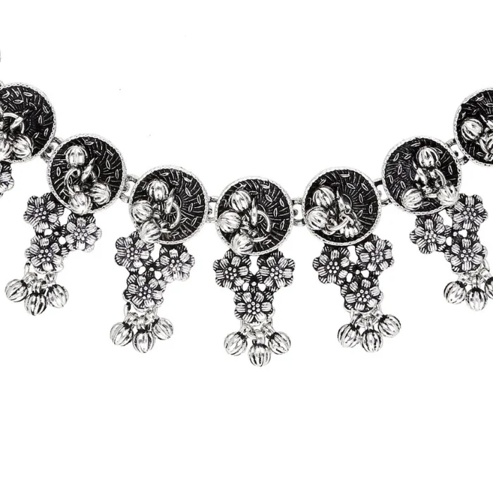Best Selling Necklace Set in Oxidize Silver finish Indian Antique Designer Fashion Jewellery Necklace with Long Earrings Sets