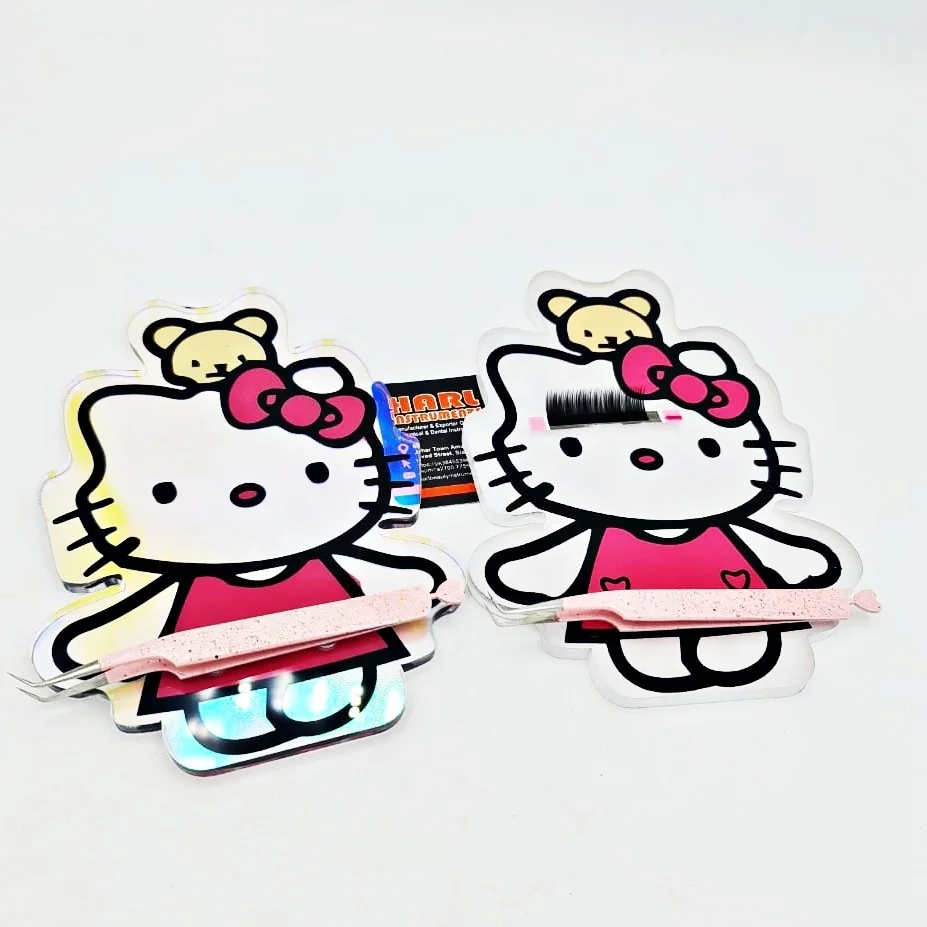 New Hello Kitty Cat Butterfly Magnetic Lash Extension Pallet Tiles Private Label Hello KT Lash Tile eyelash extension supplies