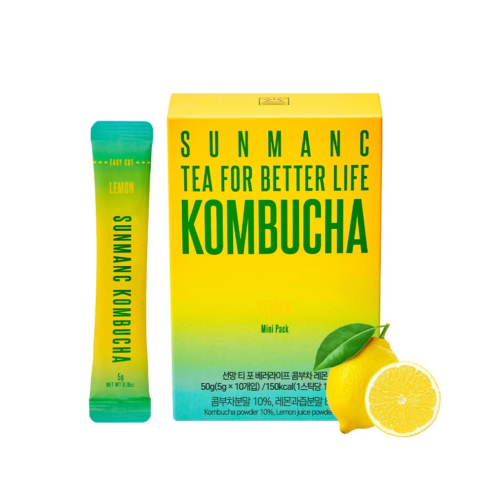 SUNMANC KOMBUCHA LEMON 10 sticks kombucha using fermented Korean green tea Natural carbonated tea slimming beverages