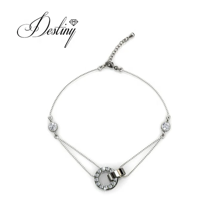 925 sterling silver simple circle rings shaped link chain bracelet for women Destiny Jewellery