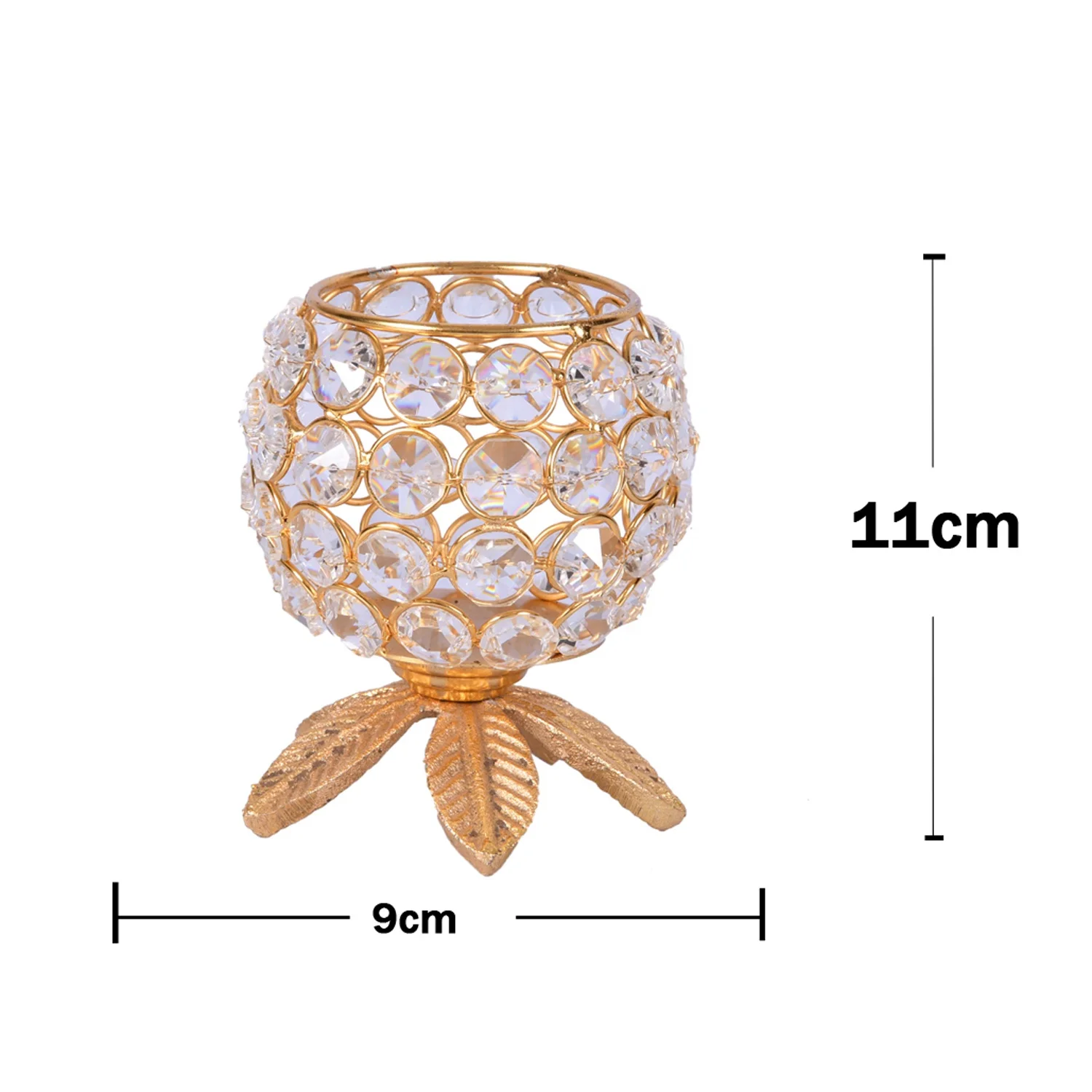 Handcrafted Crystal Beads Candle Tea Holder For Decoration Tealight Holder Wedding Decor Centerpiece Round Shape Holder