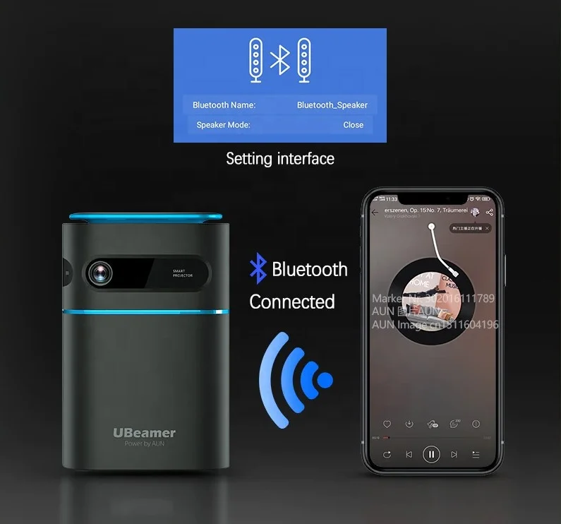 Мини-проектор AUN на Android 9 проектор Ubeamer 1 Pro 4K видеопроектор декодирует домашний кинотеатр лучевой для домашнего телефона 7000 мАч