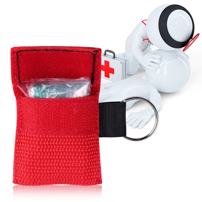 Custom logo Wholesale First-Aid Devices resuscitator mask cpr face shield Emergency Portable keychain pouch CE certificated