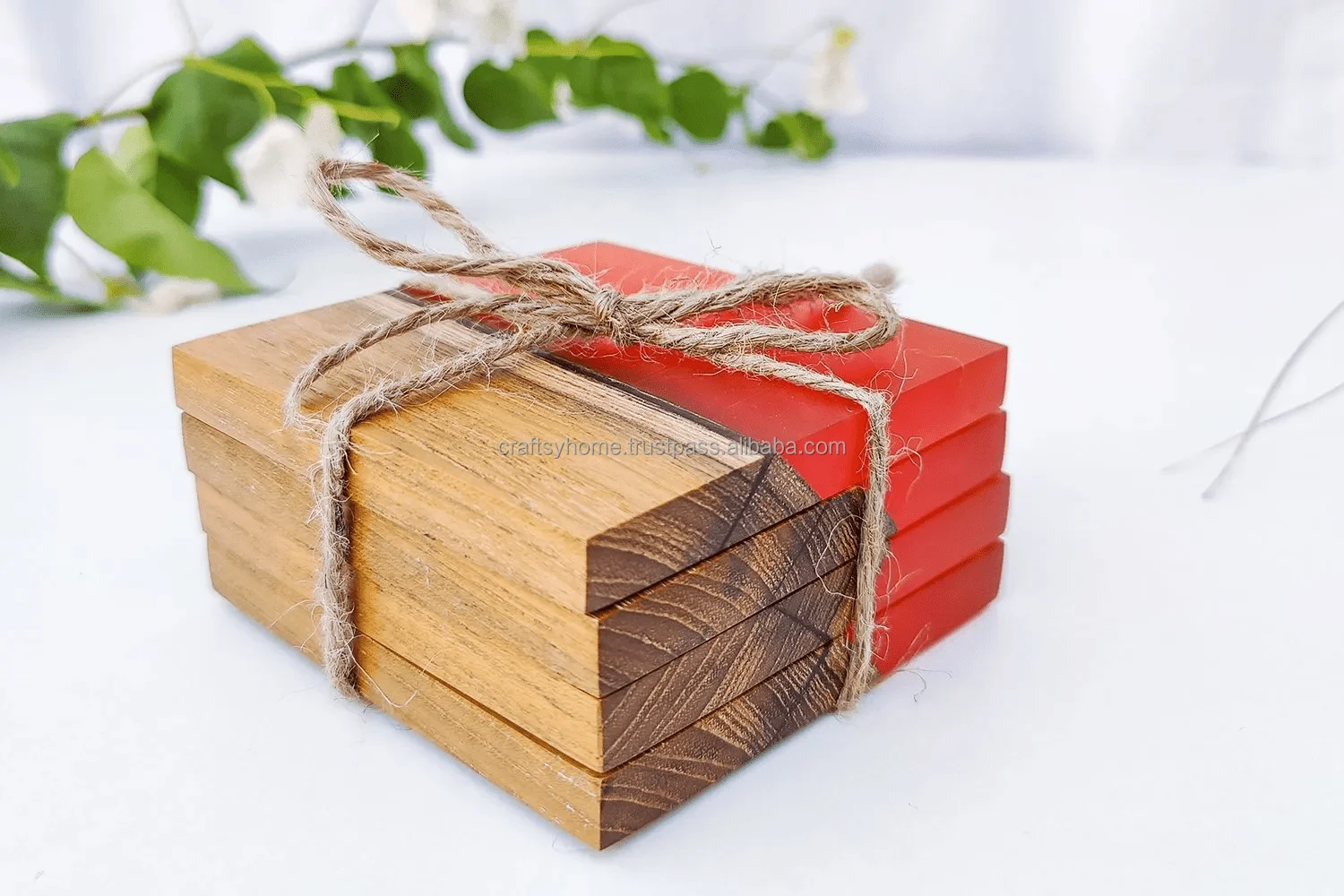 Top Quality Epoxy Resin Coasters Set With Ocean Effect Decorative Square Round Epoxy Wood Resin Coasters Mats & Pads