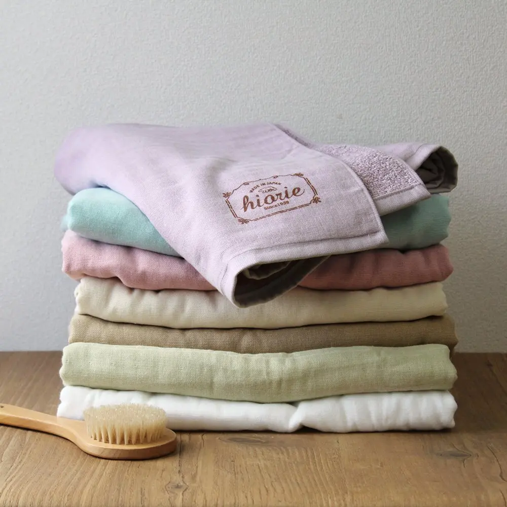 [Wholesale Products] HIORIE Osaka Natural Color Gauze Towel 100% Cotton Bath Towel 60*125cm Low MOQ Washable Soft Quick Dry Blue