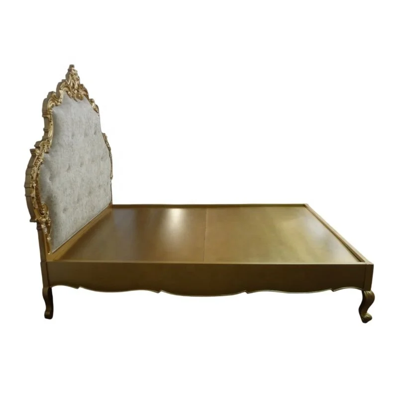 Каркас кровати из массива дерева ручной работы с мягкой обивкой изголовья бархатной ткани для мебели спальни и