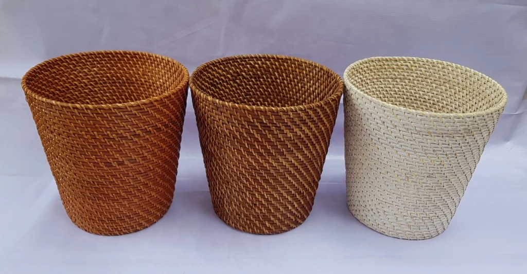 High quality Full rattan wicker laundry basket for storage homeware with lids made in Vietnam