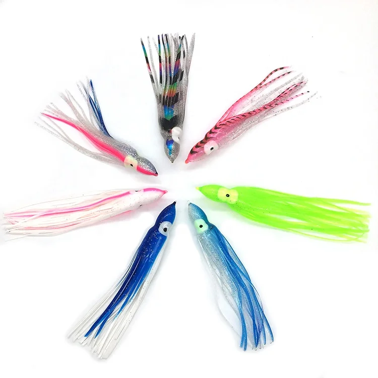 Weiyu OEM swivel rigged rubber squid fishing lure tuna marlin soft plastic octopus skirts fishing tackle manufacturer