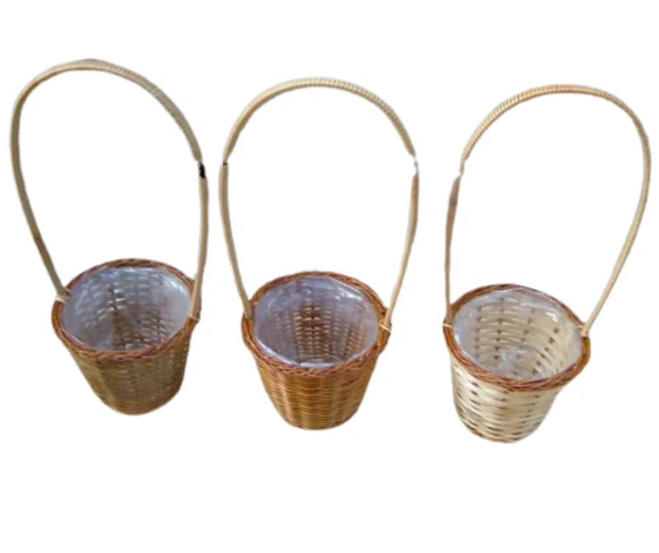 Handmade Wicker Planter Basket Eco Friendly - All Weather Woven Flower Pots Cover , Planter Pot Container Vietnamese