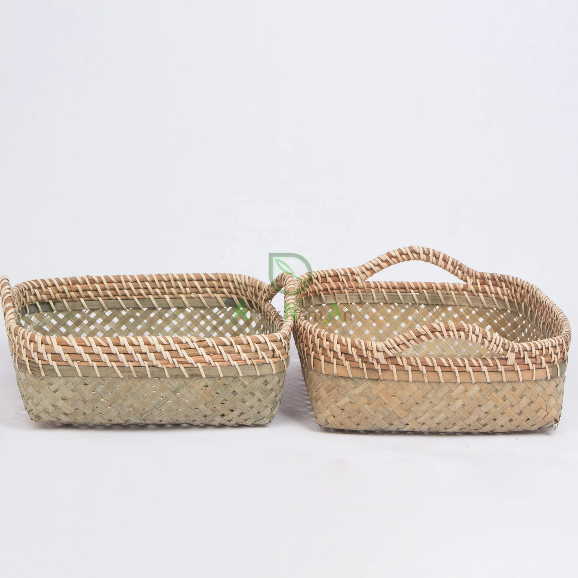 Eco friendly bamboo weave fruit basket also chicken egg basket with handles wholesale