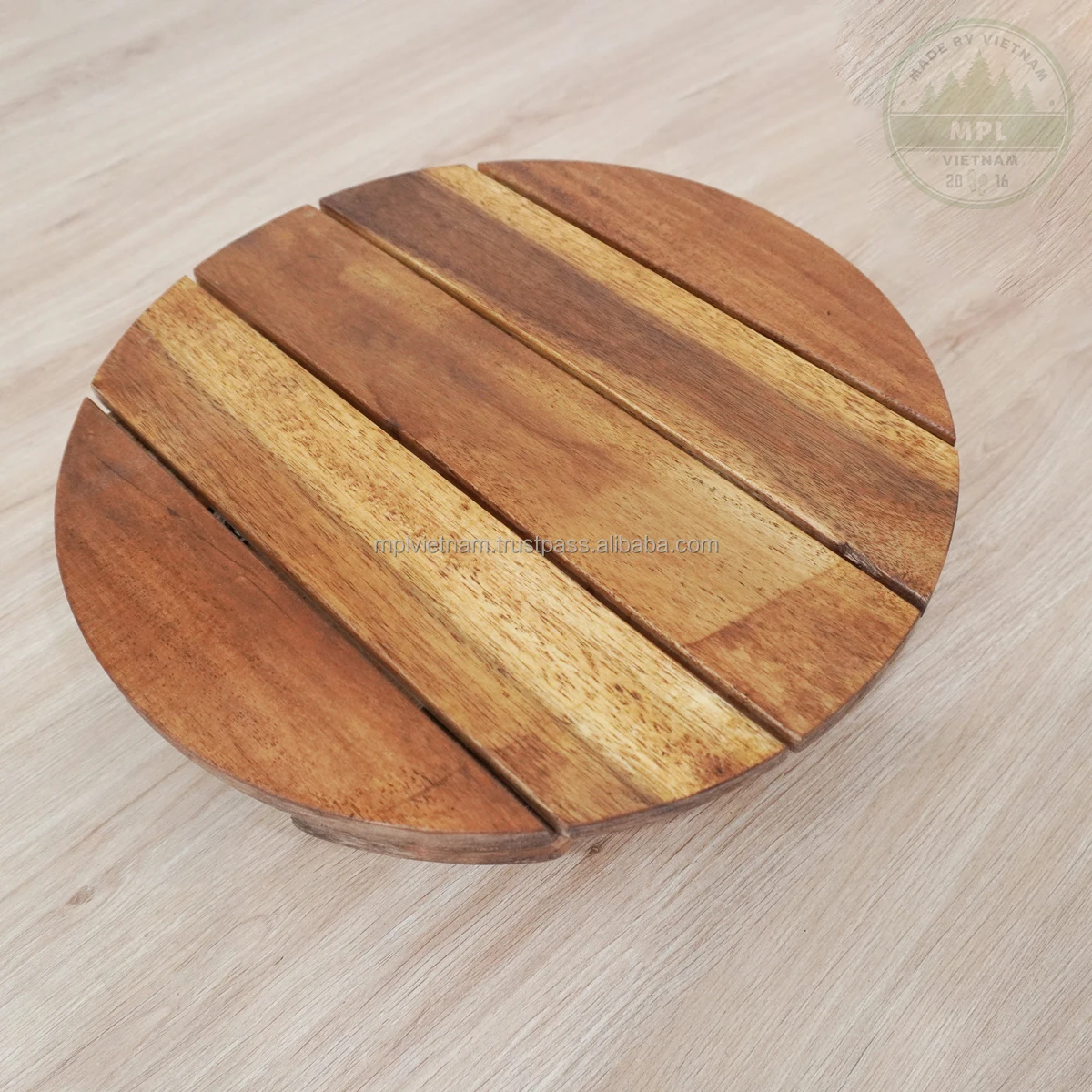 Hot Sale Heavy Duty Acacia Wood Rolling Tray with Lockable Casters - Vintage Style Plant Caddy for Home Floor Use