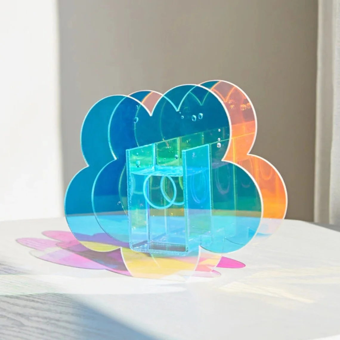 Индивидуальные украшения для дома рождественский подарок Модные Акриловые геометрические вазы с цветами специальные дизайнерские радужные цветные акриловая