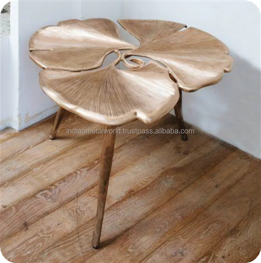 INDIAN METAL WORLD AMOEBA SHAPED BED SIDE TABLE ( WITH GOLD FINISH)