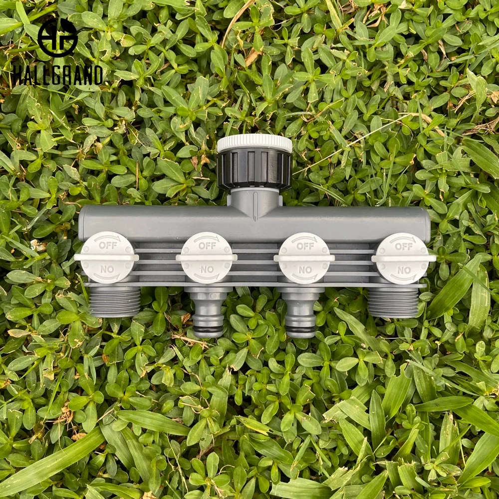 4-Way Individual Shut Valves Plastic Garden Water Connector Manifold Tap for Separate Control of Water Flow Accessory