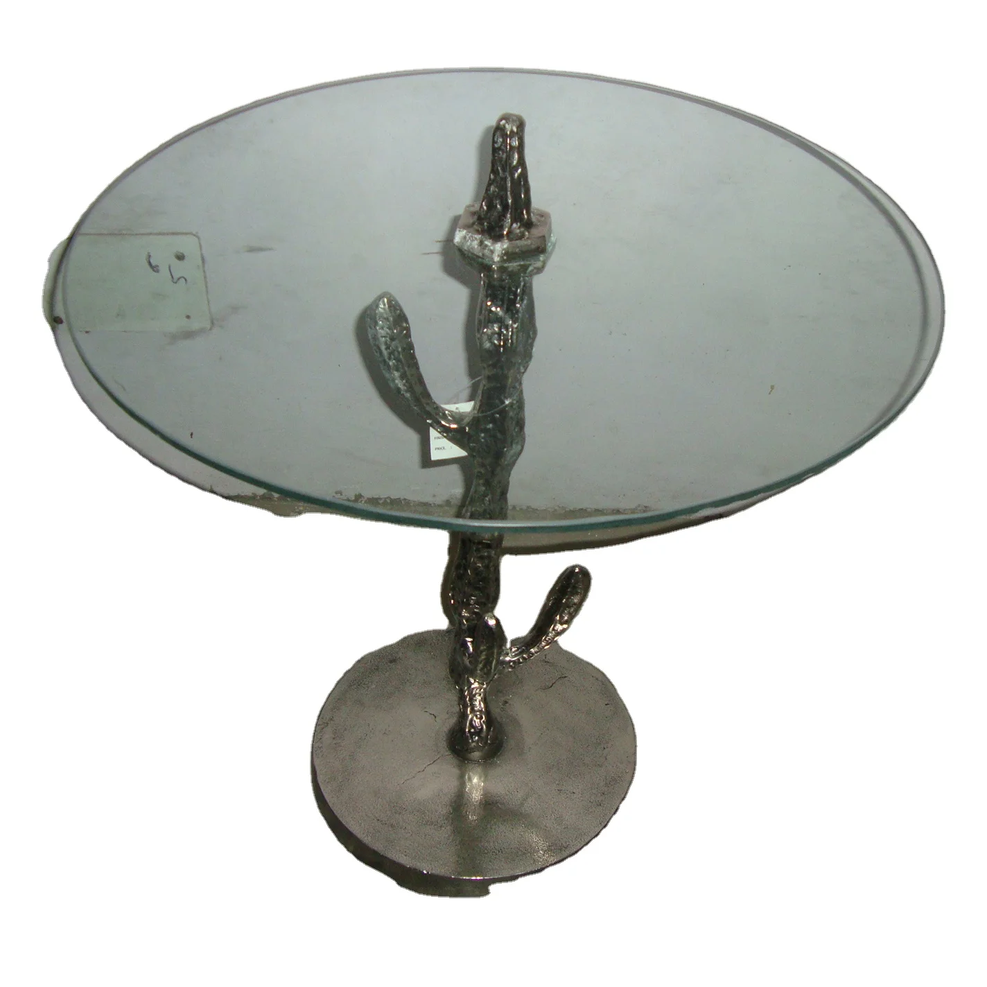 Buy Metal Casted Rounded  Aluminum Coffee Table With Glass Top