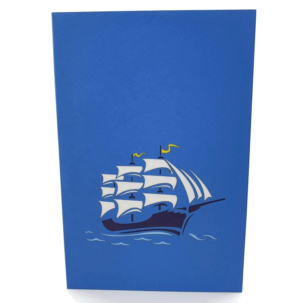  3D открытки ручной работы с лазерной резкой Выдвижная поздравительная открытка в форме лодки 3 крыльями