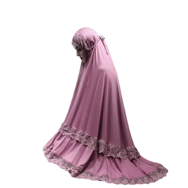 Ramadon collection prayer two piece set hijab abaya dress with lace design jilbaba telekung