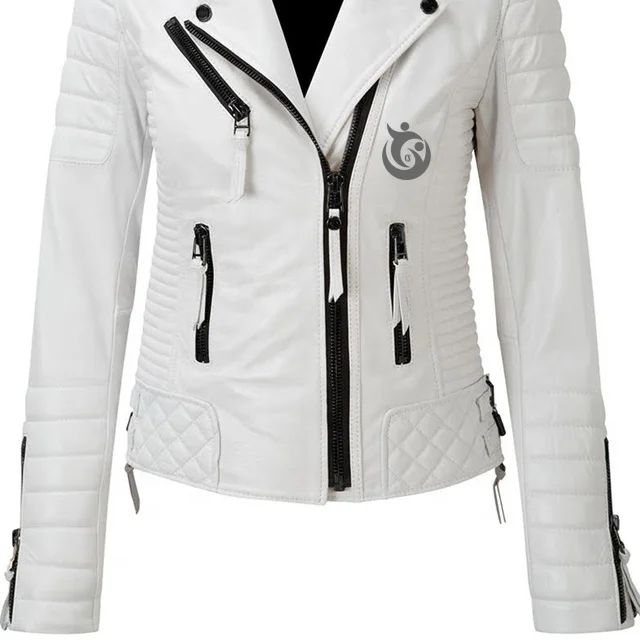 2021 New Spring white genuine Leather Ladies Sheepskin Biker Jacket A Variety Of Color Ladies Leather Jackets