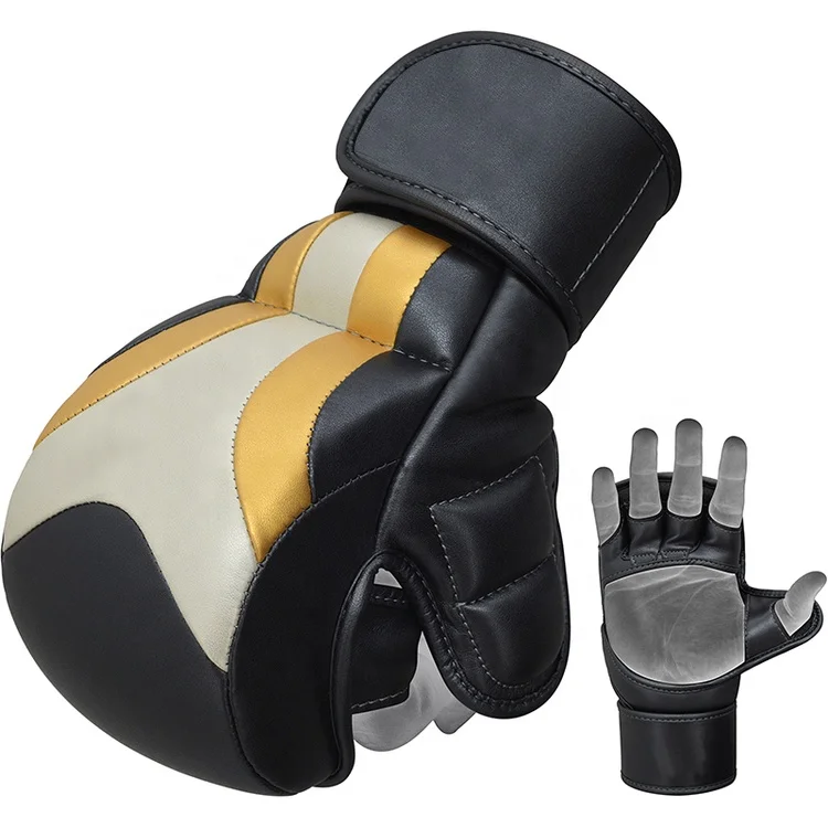 Design Your Own Design Factory Fighter Ufc Training Genuine Cowhide Leather Mma Muay Thai Fighting Sparring Gloves