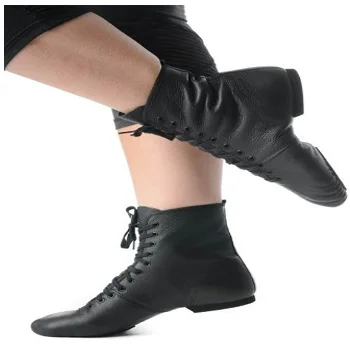 Adult Soft Leather Jazz Dancing Shoes Jazz Boots Men Black 50 Pairs any Port Cotton Fabric Customization Ready to Ship PK
