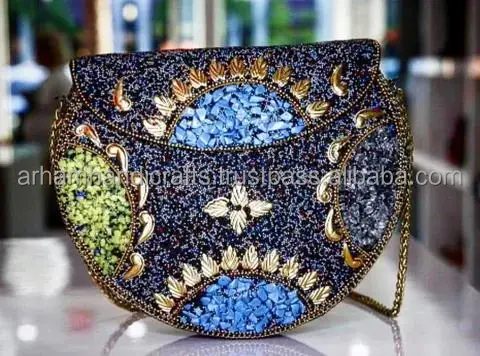 New arrival Handmade Indian Mosaic Bag with elephant design Metal Women Handbag For Parties at Wholesale Price by LUXURY CRAFTS