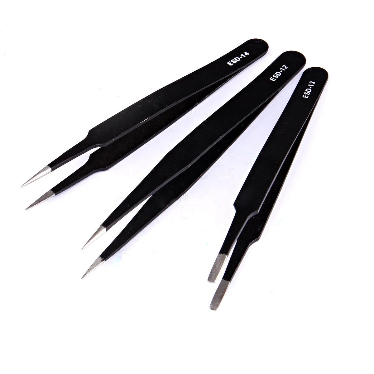 6 Pcs Precision Tweezer Set Black Electronic Purpose Non-Magnetic Stainless Steel Anti Static Tweezers Lab Purpose Tweezers