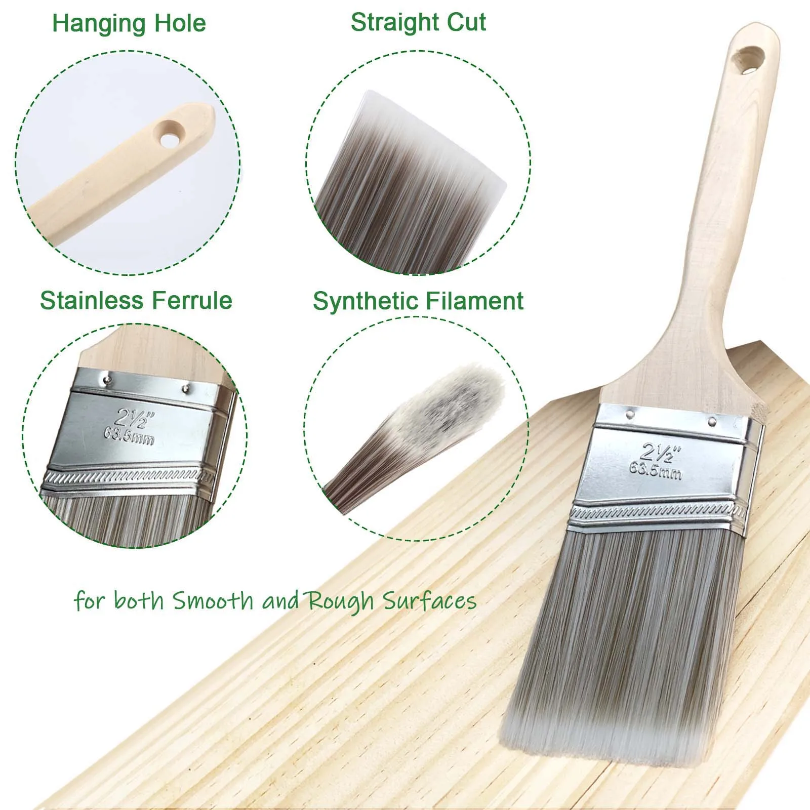 Amazon Basics Stubby Paintbrush Shortcut Trim Angle Sash Brush with Wood Handle 2 Inch