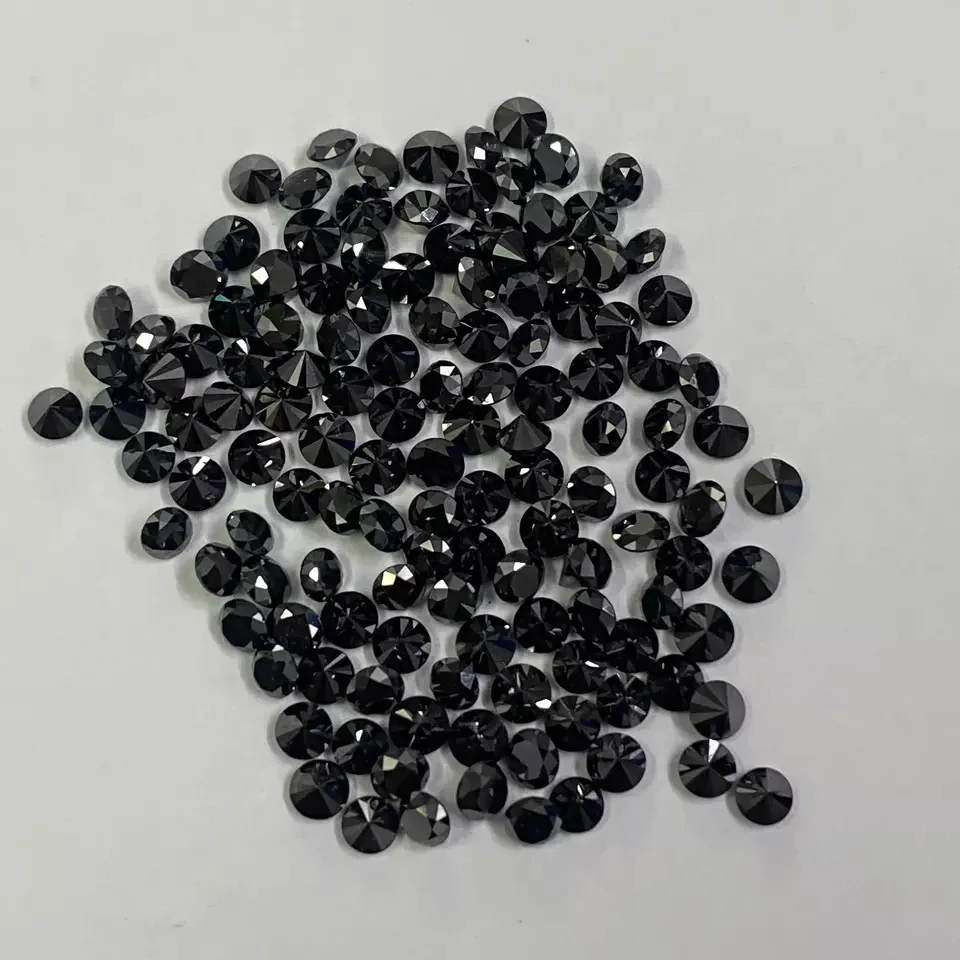 Loose Synthetic Black Moissanite Lab Created Diamond Price Per Carat Round Shape Brilliant Cut Moissanite Diamond