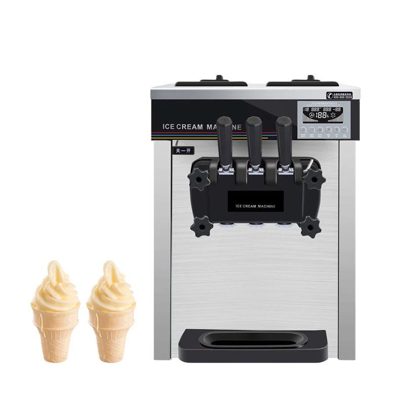 High Productivity Three Flavors Stainless Steel Commercial Table Top Soft Ice Cream Machine for Business