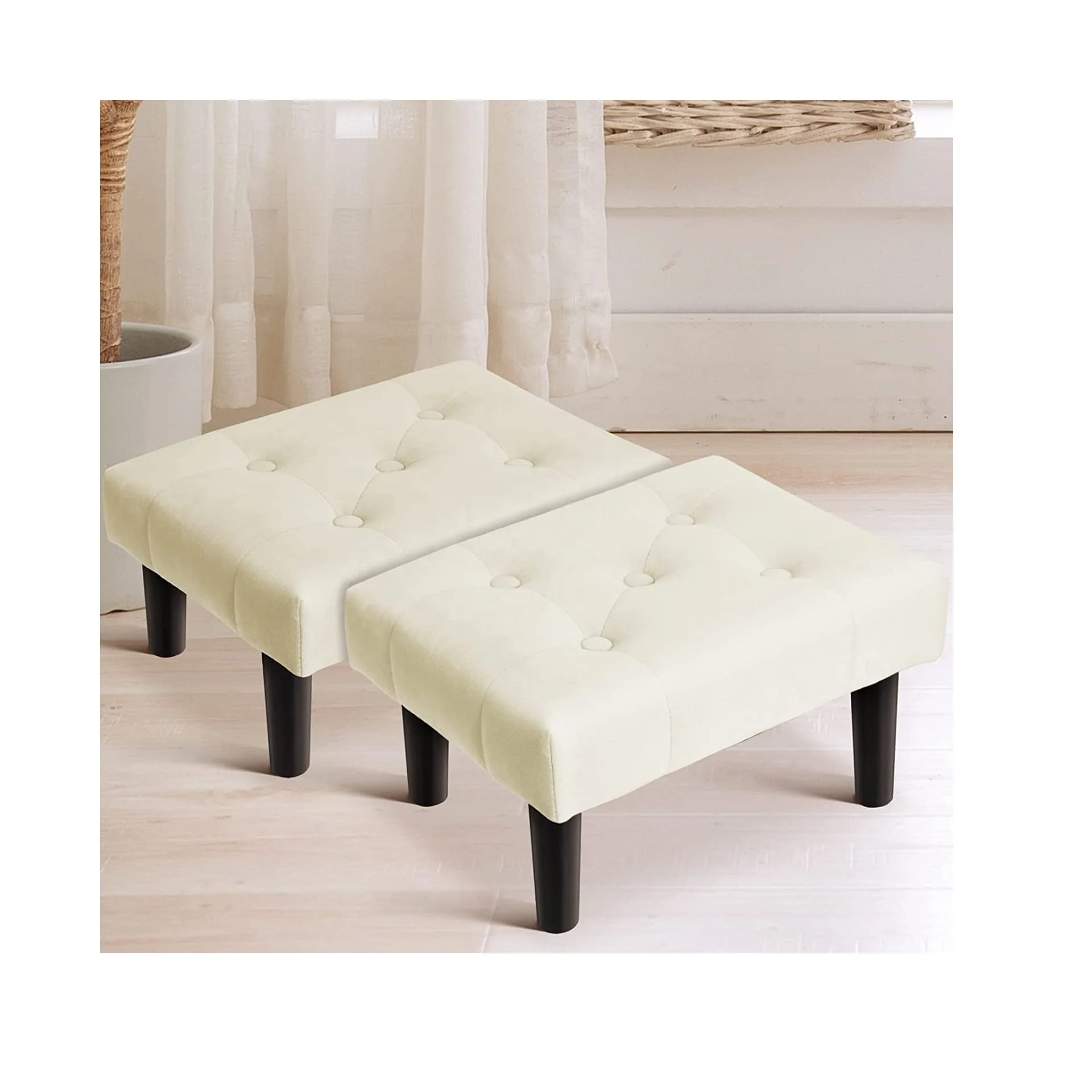 Upholstered Modern Cube Foot Rest Ottoman with 5 Button Tufting make your home more decorative