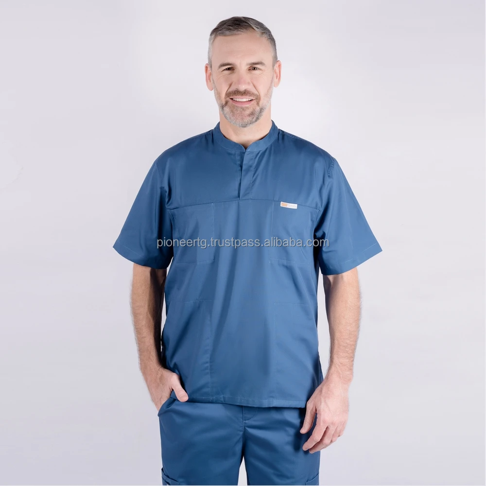 Anti Wrinkle Hospital Scrub Set for Men Polyester cotton fabric plain colour straight leg customized logo from Vietnam