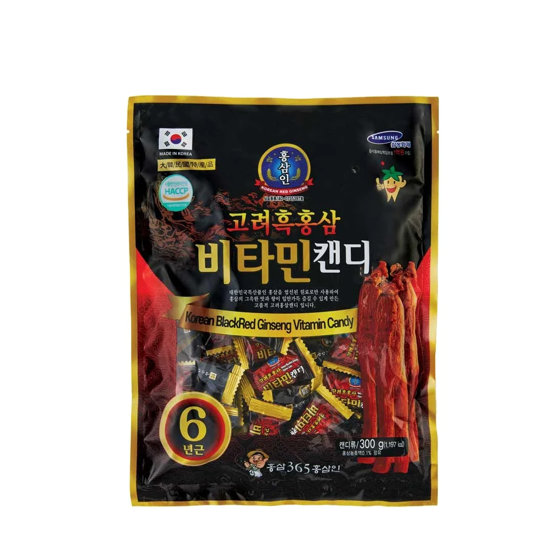 Korea Geumsan Vitamin 6 Year Panax Black Ginseng Root Extract Containing Candy (300g Bag)