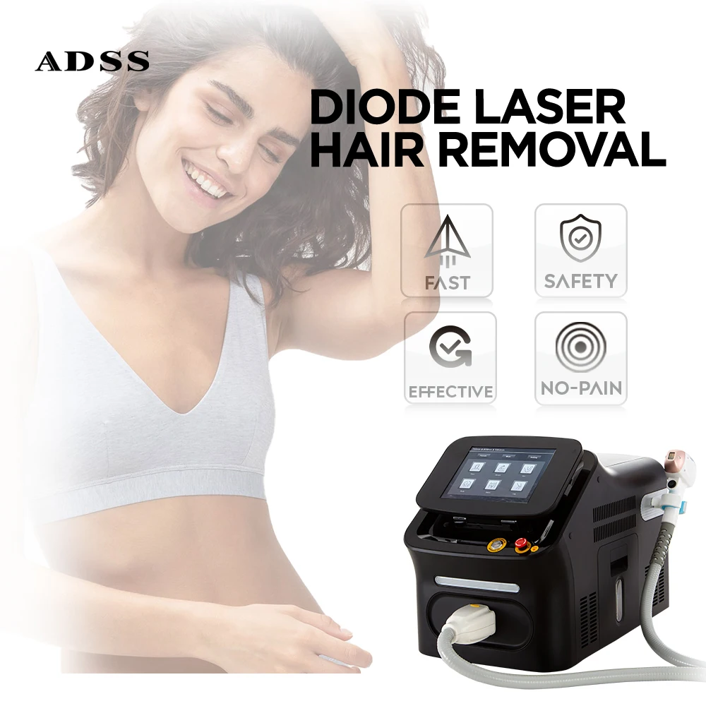 ADSS Portable Permanent Painless Laser Machine 755 1064 808nm Diode Laser Hair Removal