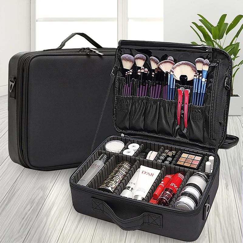Wholesale price case make up cosmetic organizer bag makeup artist train case black Cosmetic Bags