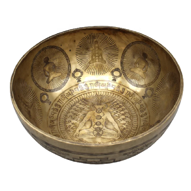 Seven Chakra Hand Carved Singing Bowl Healing Spiritual Instrumental Relaxing Sound Singing Bowl For Home Decoration