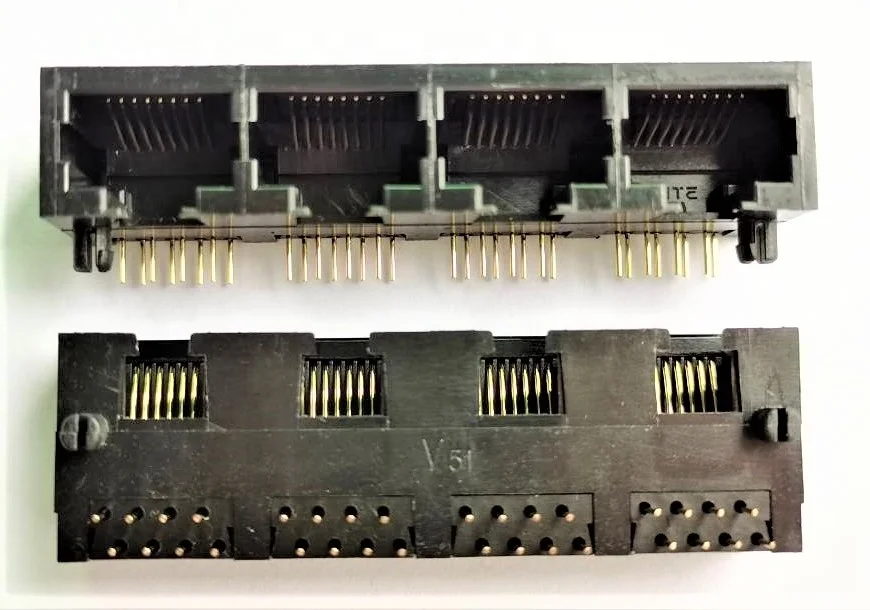 Цена по прейскуранту завода-изготовителя вертикальный rj45 разъем 4 порта PCB jack женский модульный