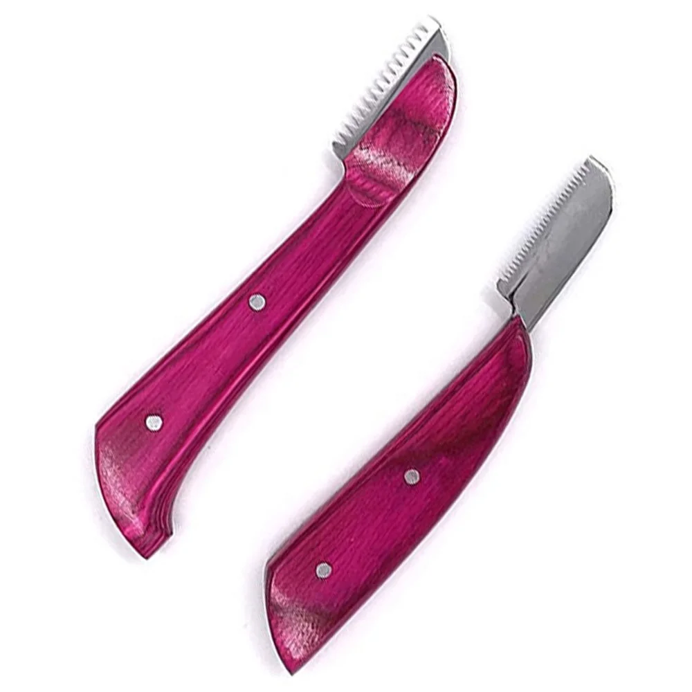 Dog Grooming Coat Stripping Knife Stripper Trimmer Tool Wooded Handle tripping Knives Set of 6 in Stainless Steel non slip tool